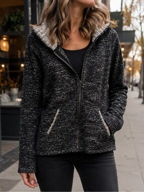 Maison Scotch Hoodie Size 1 Black Heathered Lurex